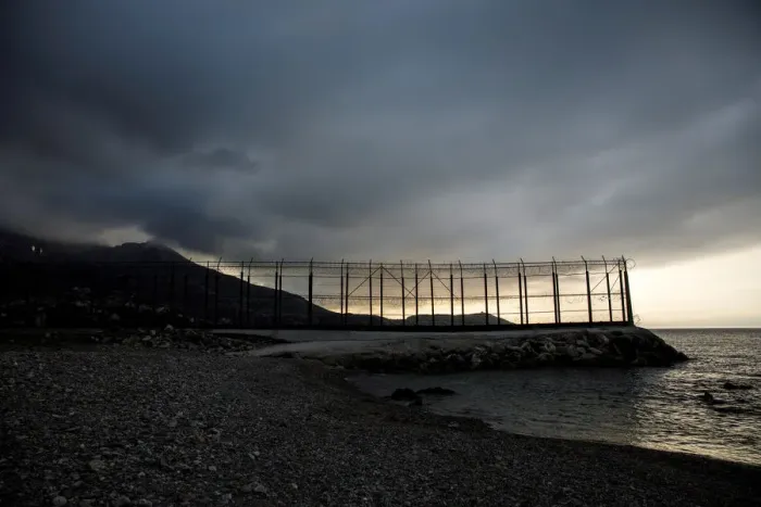 Framed Print : The border fence separating Spains northern enclave Ceuta and Morocco is seen from Ceuta Framed Print : The border fence separating Spains northern enclave Ceuta and Morocco is seen from Ceuta
