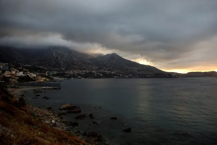 Framed Print : The border fence separating Spains northern enclave Ceuta and Morocco is seen from Ceuta