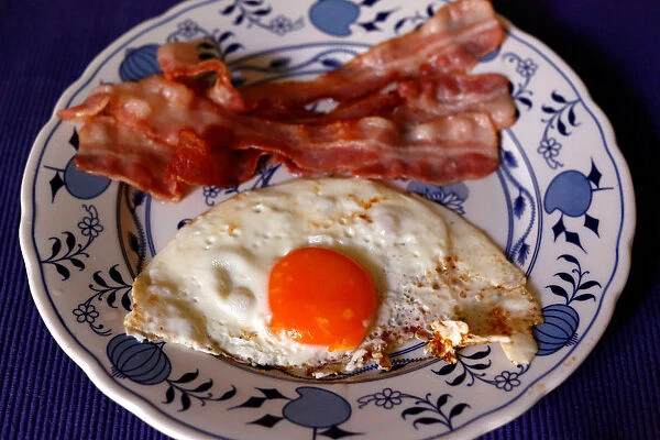 A breakfast plate with ham and egg is pictured in Berlin