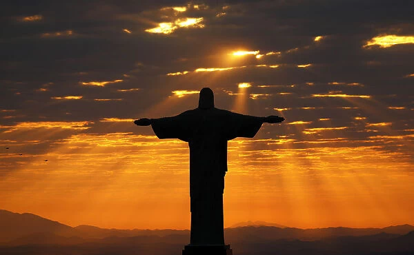 Christ the Redeemer during sunrise in Rio de Janeiro