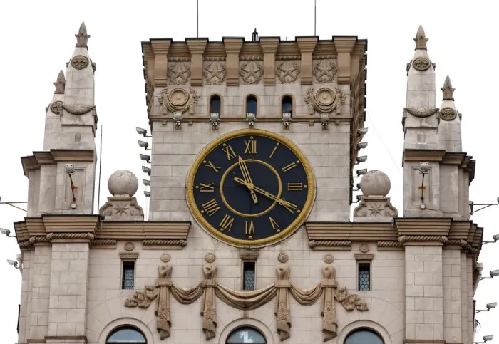 Framed Print : The clock tower is pictured in Minsk