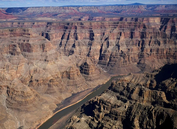 The Colorado River runs through the west rim of the Grand Canyon in Arizona
