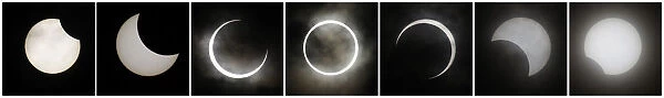 A combination photo shows an annular eclipse seen in Tokyo