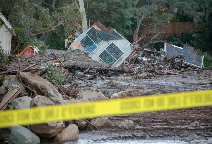Framed Print : Damaged properties are seen after a mudslide in Montecito Framed Print : Damaged properties are seen after a mudslide in Montecito