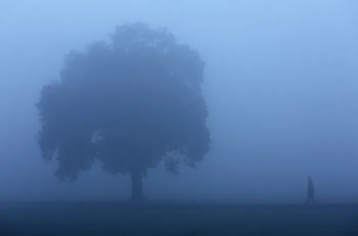 Framed Print : A farmer walks through a wheat field on a foggy winter morning on the outskirts of Jammu Framed Print : A farmer walks through a wheat field on a foggy winter morning on the outskirts of Jammu