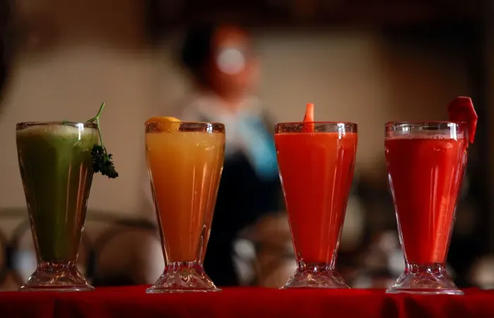 Framed Print : Freshly-made juices are displayed during breakfast at a restaurant in Ciudad Juarez Framed Print : Freshly-made juices are displayed during breakfast at a restaurant in Ciudad Juarez