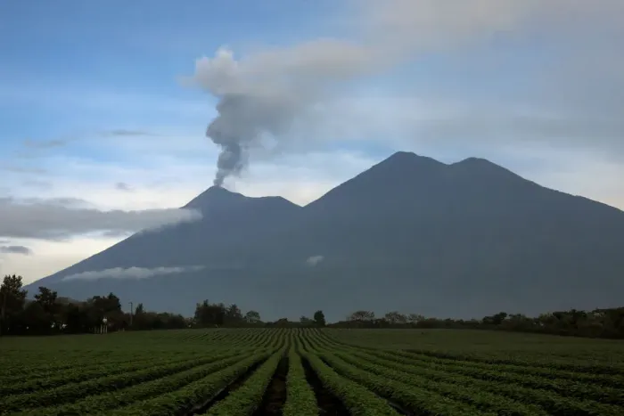 Framed Print : The Fuego volcano is seen from Ciudad Vieja Framed Print : The Fuego volcano is seen from Ciudad Vieja