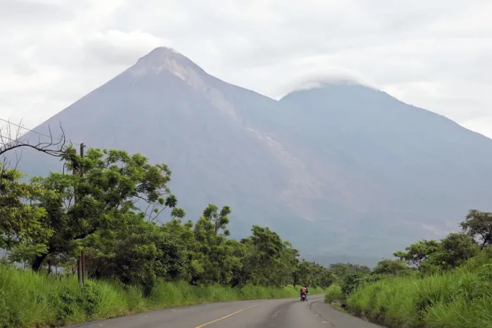 Framed Print : The Fuego volcano is seen from San Miguel Los Lotes in Escuintla