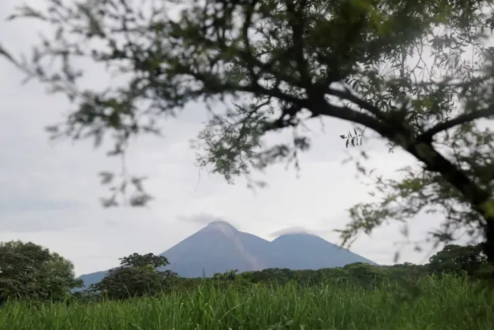 Framed Print : The Fuego volcano is seen from San Miguel Los Lotes in Escuintla