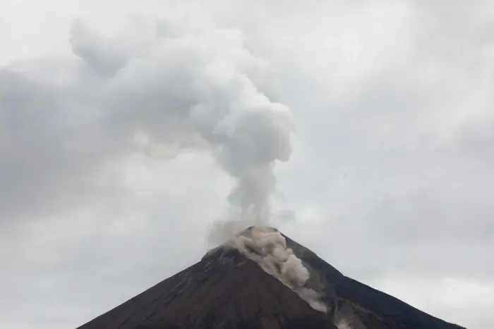 Framed Print : The Fuego volcano is seen from San Miguel Los Lotes in Escuintla
