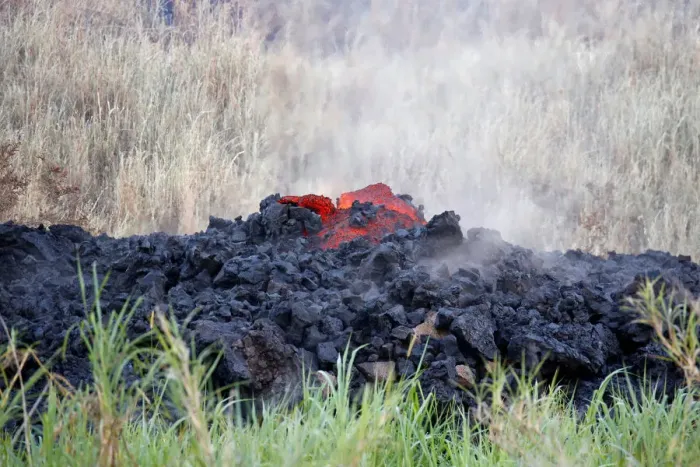 Framed Print : Gases rise from a fissure on the outskirts of Pahoa Framed Print : Gases rise from a fissure on the outskirts of Pahoa