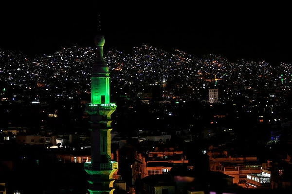 A general view of Barzeh area at night, in Damascus