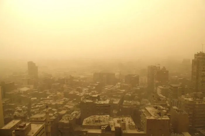 Framed Print : General view of Cairo during a sandstorm Framed Print : General view of Cairo during a sandstorm
