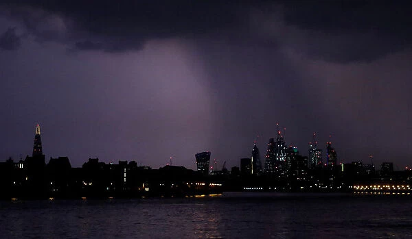 General view of rain over the city of London
