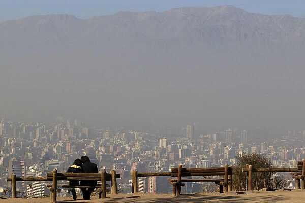 A general view of Santiago under a heavy layer of smog