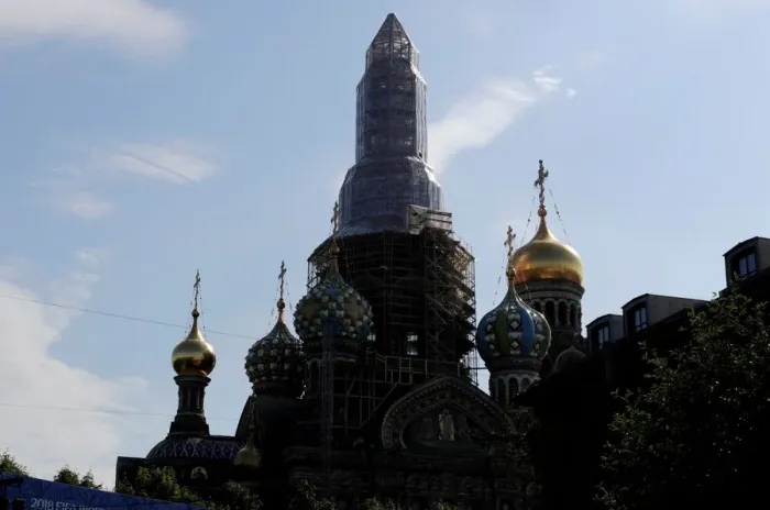 Framed Print : A general view shows the church of the Savior on Spilled Blood in Saint Petersburg