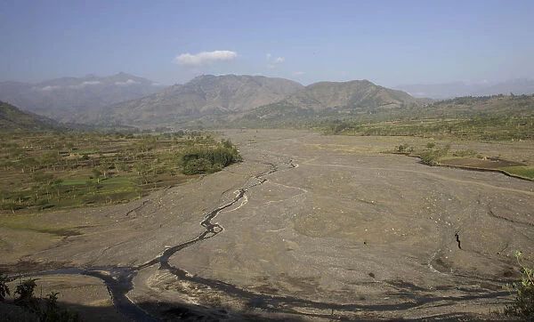A general view shows a dried up river bed in Ethiopias northern Amhara region
