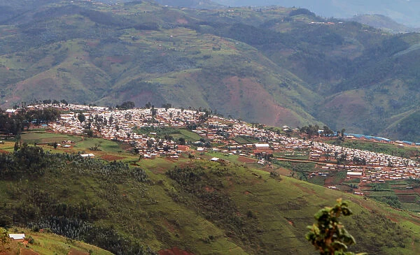 A general view shows Kiziba refugee camp in Karongi District