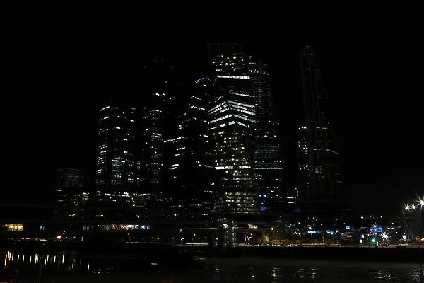A general view shows the Moscow International Business Centre after the lights were