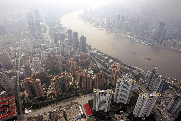 A general view shows the Pudong financial district in Shanghai