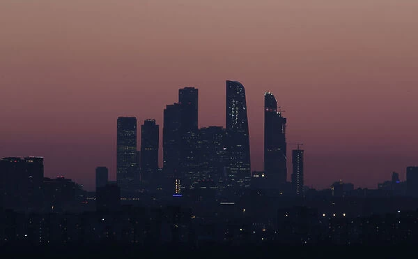 A general view shows the skyscrapers of the Moscow International Business Centre during