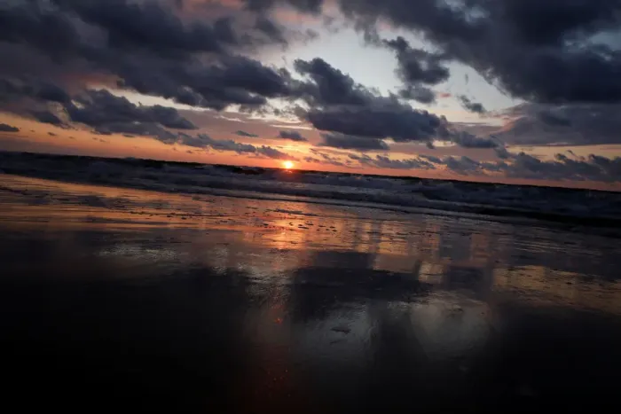 Framed Print : General view of the sunset pictured from the beach at the Polish Baltic Sea coast Framed Print : General view of the sunset pictured from the beach at the Polish Baltic Sea coast