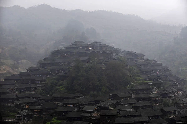 A general view of Xijiang village before Miao New Years day in Leishan County