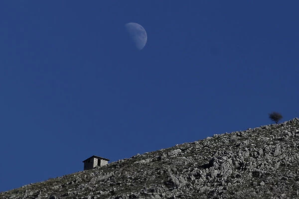 A half-moon is seen in Leshnice