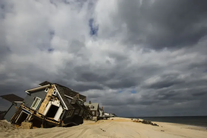 Framed Print : A home destroyed nearly five months ago during the landfall of Superstorm Sandy is