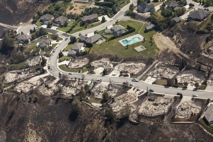 Framed Print : Homes destroyed by the Sleepy Hollow fire are pictured in Wenatchee, Washington