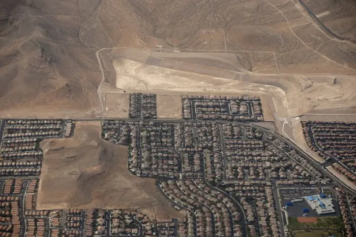 Framed Print : Homes are seen next to desert in Las Vegas