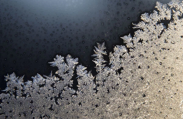 Ice crystals are seen on a window in the New York City suburb of Nyack