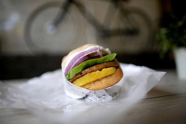 Illustration photo of a Veganburg vegan hamburger