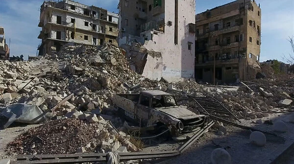 A still image from video taken October 12, 2016 of a general view of the bomb damaged Old