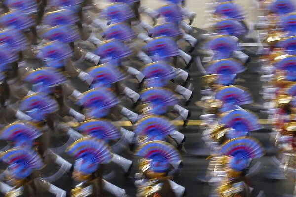 Indian soldiers march during a full dress rehearsal for the Republic Day parade in New
