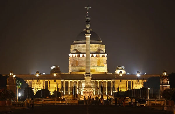 Indias presidential palace Rashtrapati Bhavan is pictured illuminated before Earth