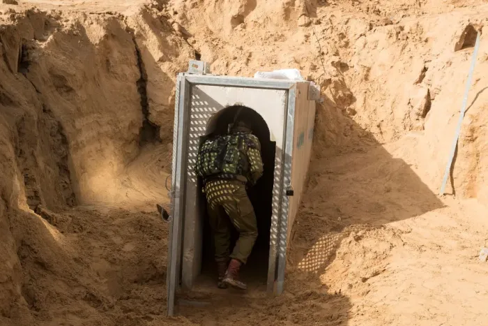 Framed Print : An Israeli soldier enters what the Israeli military say is a cross-border attack tunnel Framed Print : An Israeli soldier enters what the Israeli military say is a cross-border attack tunnel