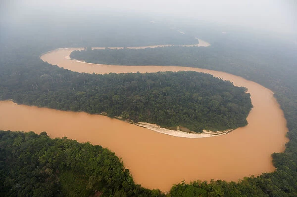 Kahayan river is pictured as smog covers due to the forest fire in Palangka Raya