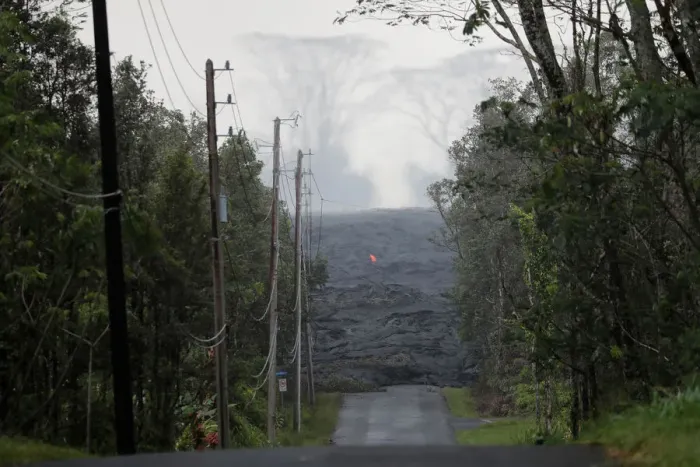 Framed Print : The Kilauea lava flow cuts off Kahukai Street, in the Leilani Estates near Pahoa, Hawaii Framed Print : The Kilauea lava flow cuts off Kahukai Street, in the Leilani Estates near Pahoa, Hawaii