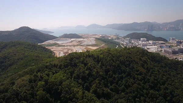 A landfill site is seen at Tseung Kwan O district in Hong Kong