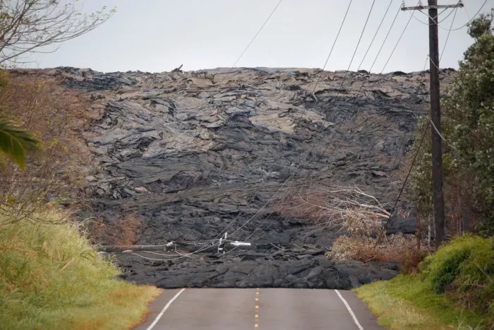 Framed Print : Lava covers a road on the outskirts of Pahoa Framed Print : Lava covers a road on the outskirts of Pahoa