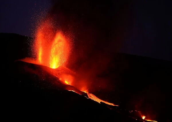 Lava flows following the eruption of a volcano, in Tacande de Arriba