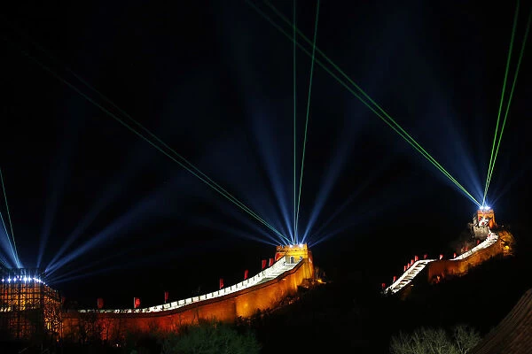 Light and laser illuminate the Great Wall of China to celebrate the new year at the
