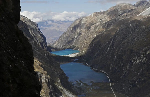 Llanganuco lake, which is filled with glacial meltwater, is seen in Huascaran National