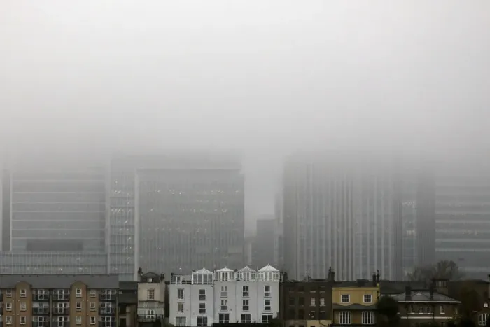 Framed Print : A low fog engulfs the skyscrapers of the financial district of Canary Wharf Framed Print : A low fog engulfs the skyscrapers of the financial district of Canary Wharf
