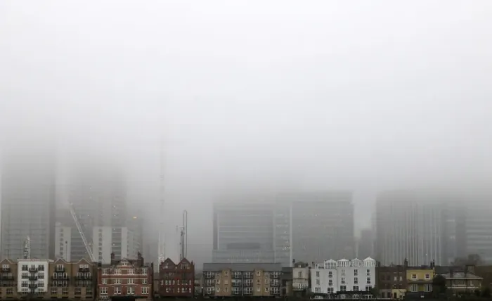 Framed Print : A low fog engulfs the skyscrapers of the financial district of Canary Wharf Framed Print : A low fog engulfs the skyscrapers of the financial district of Canary Wharf