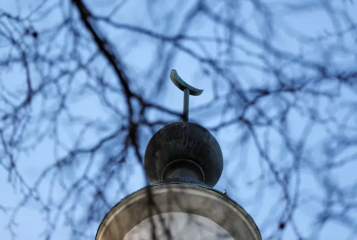 Framed Print : The minaret of the Brussels Great Mosque is seen in Brussels Framed Print : The minaret of the Brussels Great Mosque is seen in Brussels