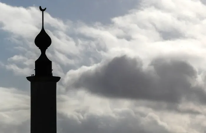 Framed Print : The minaret of Brussels Great Mosque is seen in Brussels Framed Print : The minaret of Brussels Great Mosque is seen in Brussels