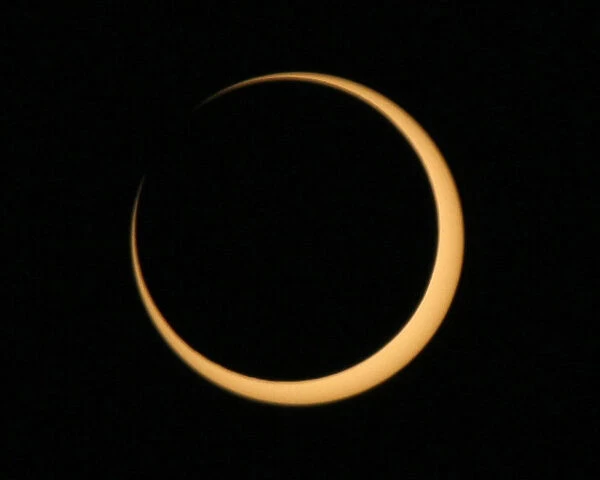 The moon passes between the sun and the earth during an annular solar eclipse over