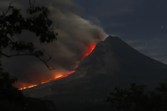 Framed Print : Mount Sinabung volcano spews ash as seen from Kuta Tengah village in Karo district Framed Print : Mount Sinabung volcano spews ash as seen from Kuta Tengah village in Karo district